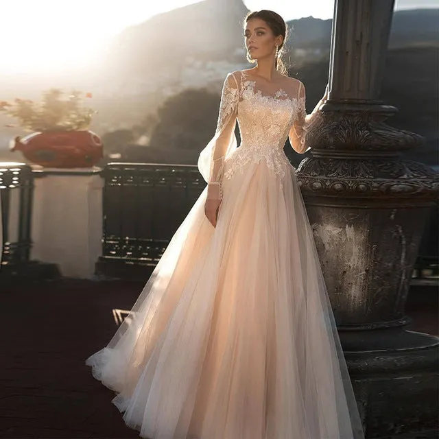 A-line Wedding Dress Light Pink Wedding Gowns