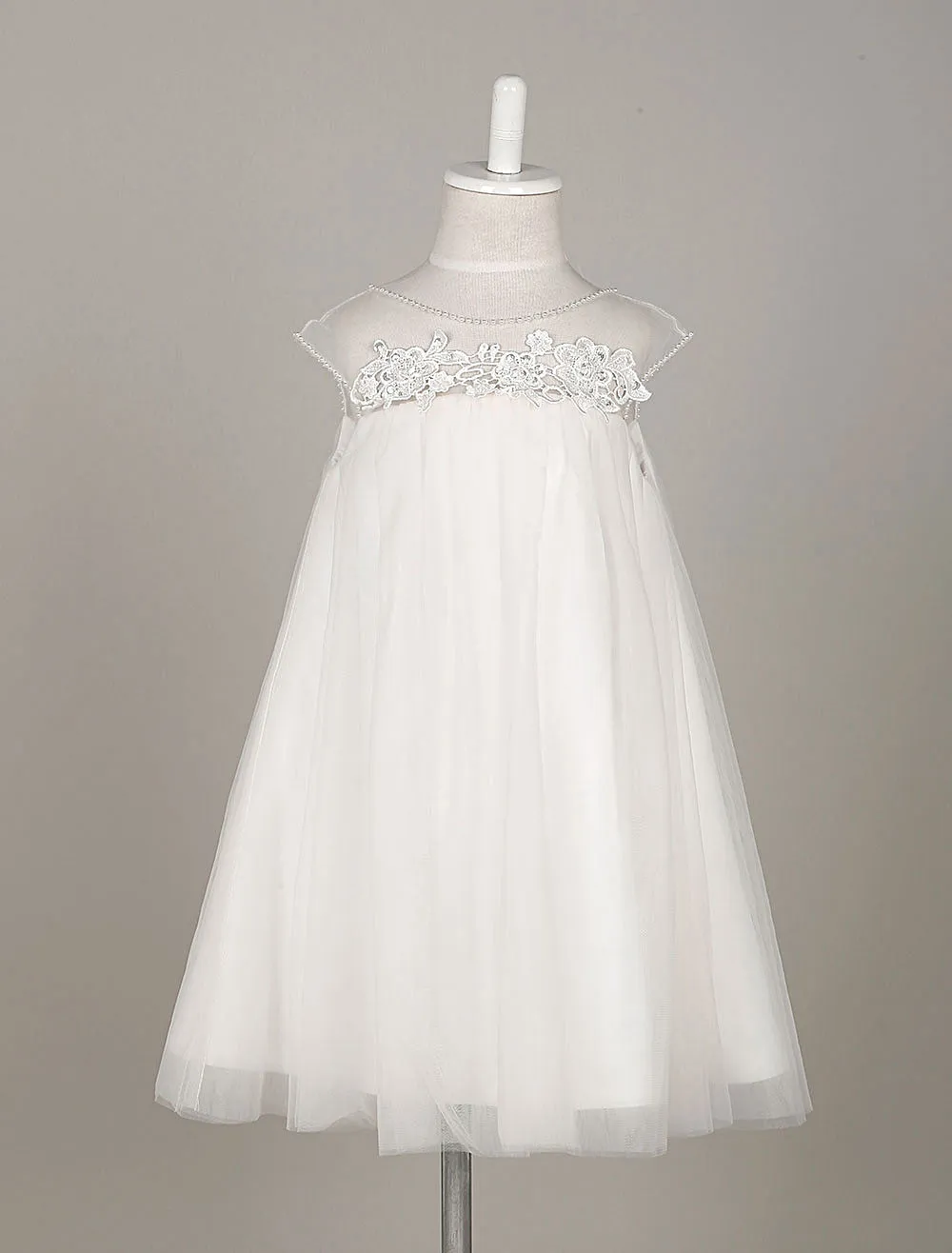 Boho Tulle Lace Illusion A-line Toddler'S Dinner Swing Dress