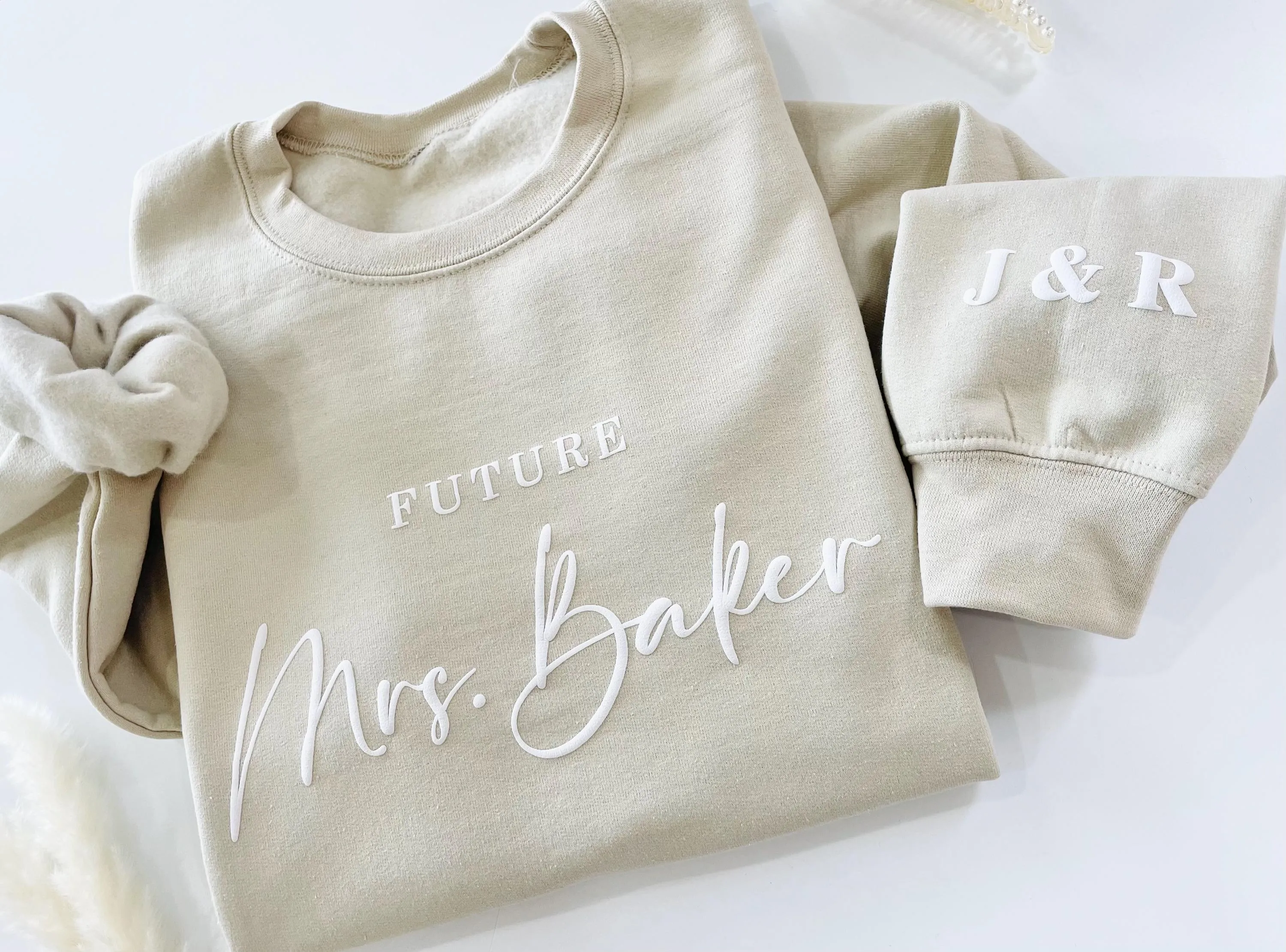 Custom Embossed Mrs. Crewneck Sweatshirt