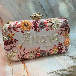 Designer Personalized White Party Clutch