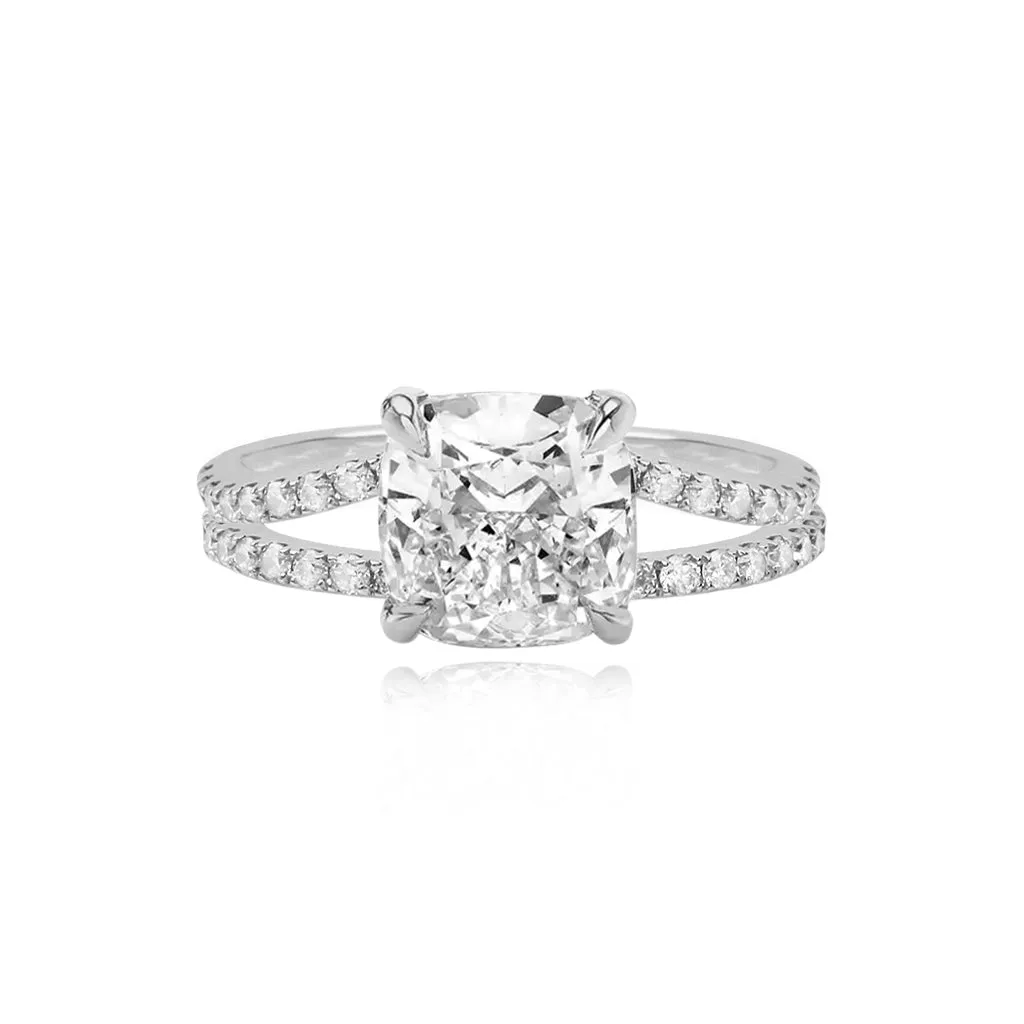 Diamond Pave Split Shank Engagement Ring