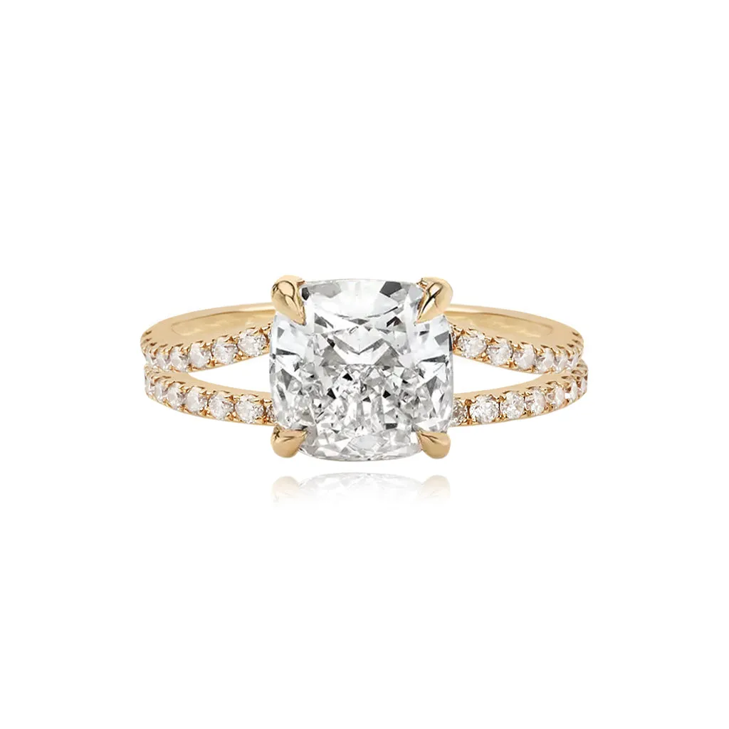 Diamond Pave Split Shank Engagement Ring