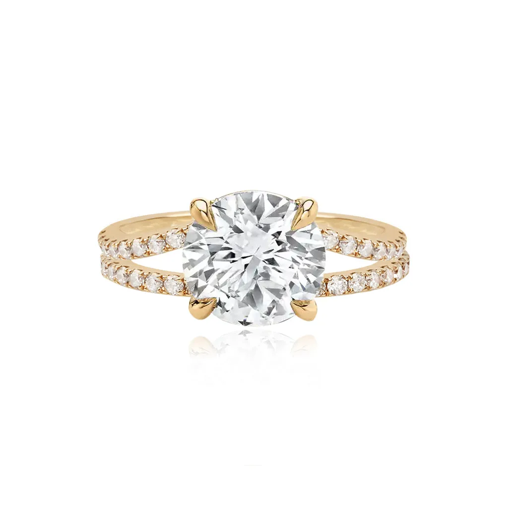 Diamond Pave Split Shank Engagement Ring