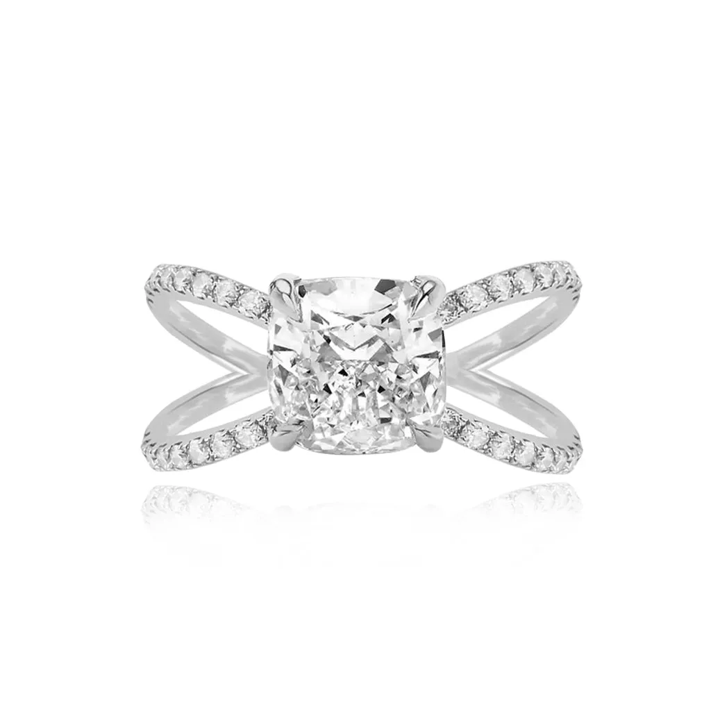 Diamond Reverse Split Shank Pave Band Engagement Ring