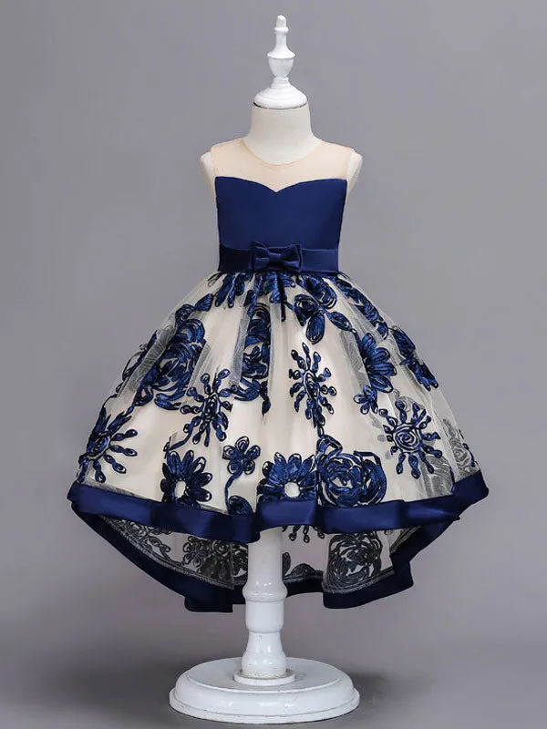 Lace High Low Kids Formal Asymmetrical Little Girls Social Party Dress