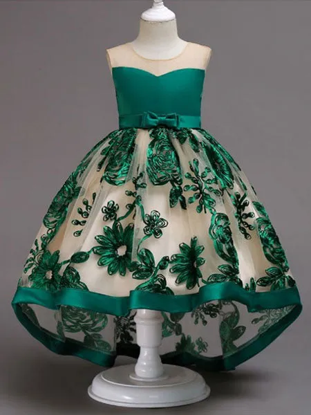 Lace High Low Kids Formal Asymmetrical Little Girls Social Party Dress