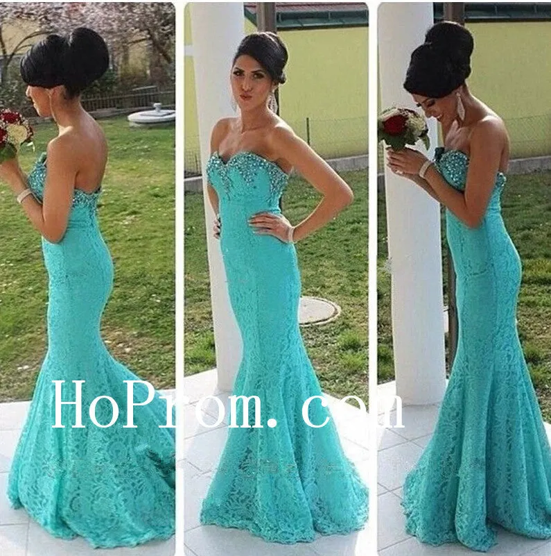 Mint Lace Prom Dresses,Sheath Mermaid Prom Dress,Evening Dress