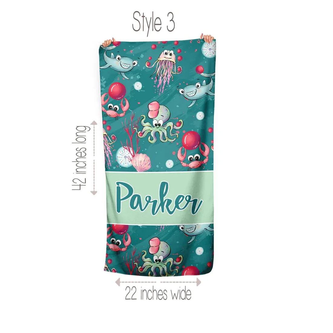 Personalized Sea Animals Beach Towel | 5 Style Choices
