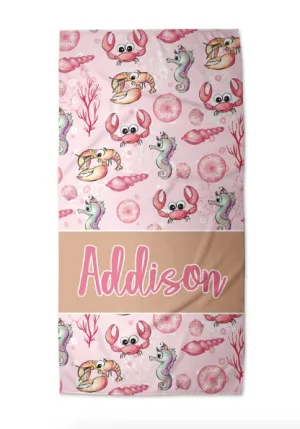Personalized Sea Animals Beach Towel | 5 Style Choices