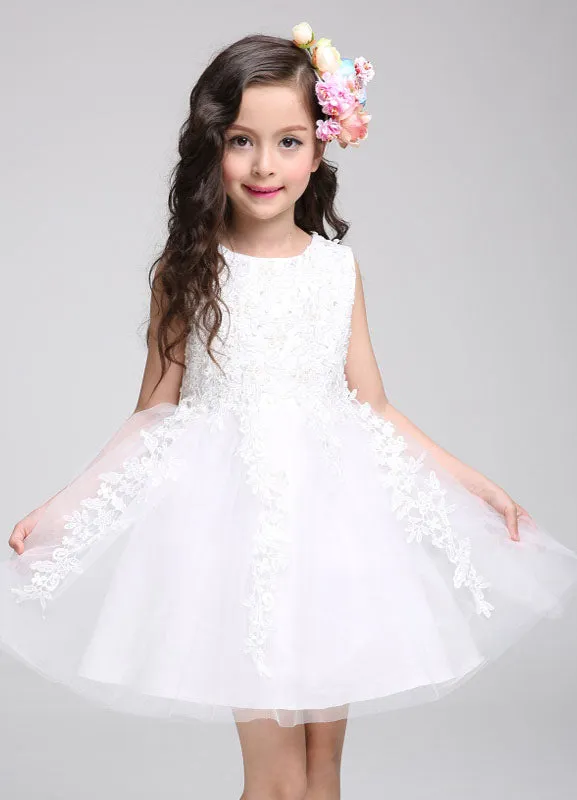 Princess flower girl dress Lace Tulle Short Beading Toddler'S Pageant Dress