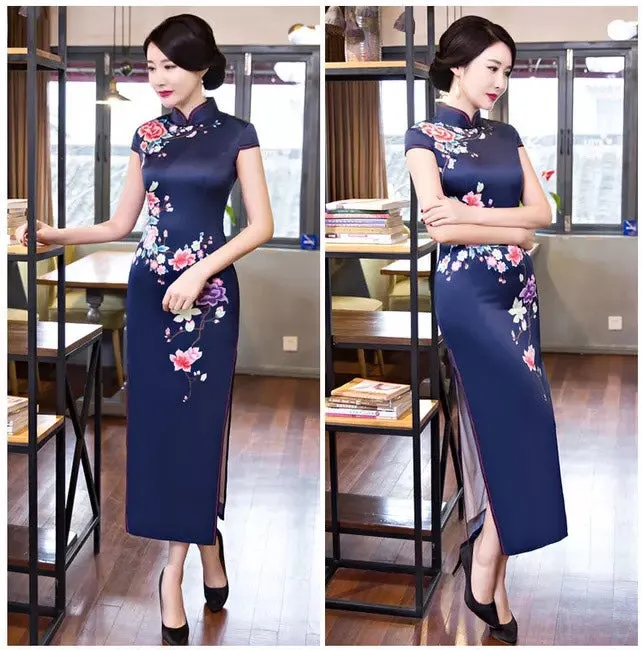 Print Qipao Long Dress