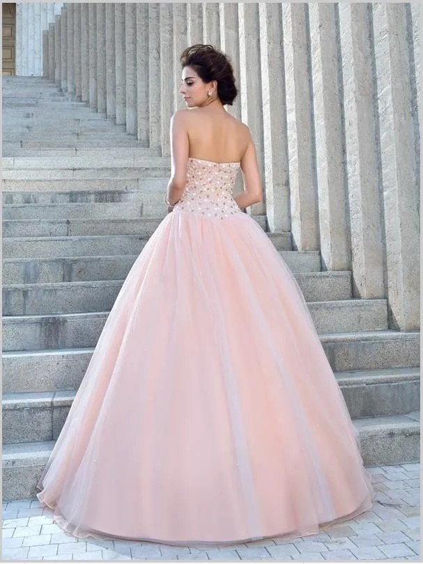 Satin Strapless Beading Sleeveless Wedding Dresses Ball Gown