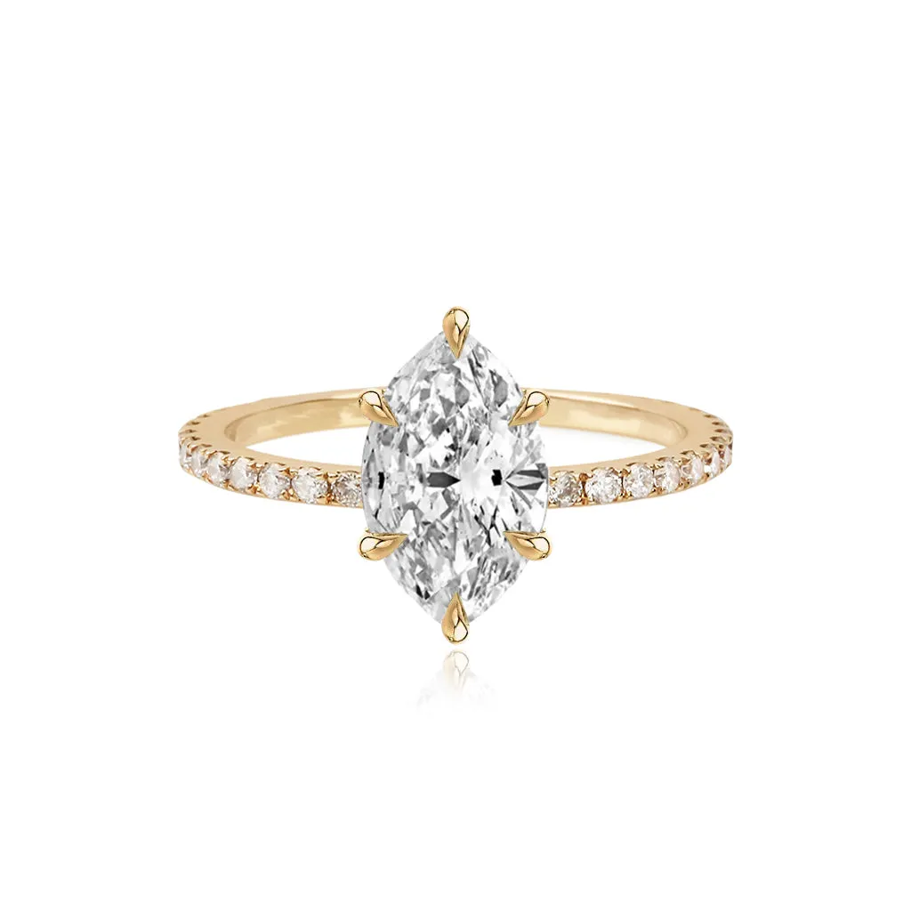 Six Prong Diamond Pave Engagement Ring
