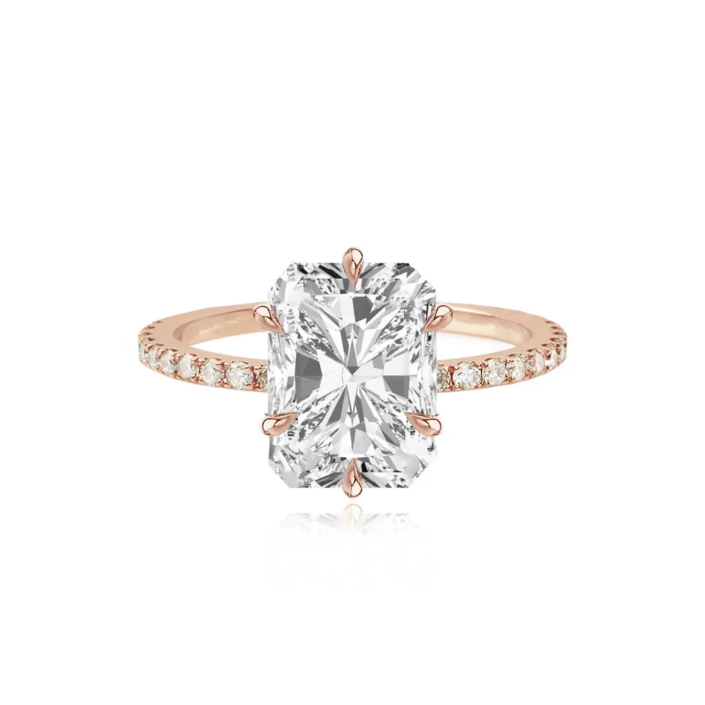 Six Prong Diamond Pave Engagement Ring