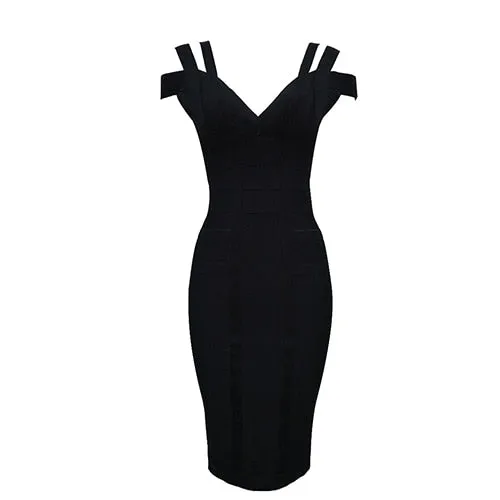Spaghetti Strap Solid  Bandage Dress
