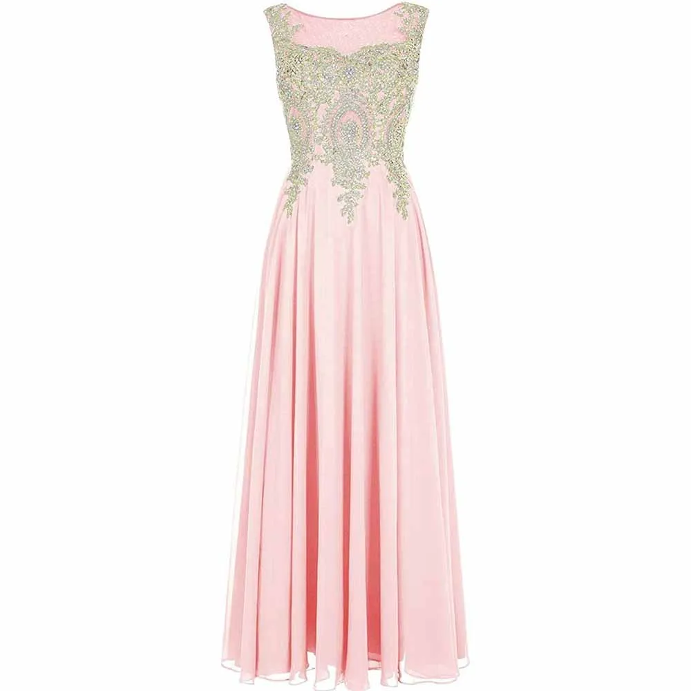 Women Crystals Silver Lace A Line Sheer Back Formal Long Prom Evening Dresses