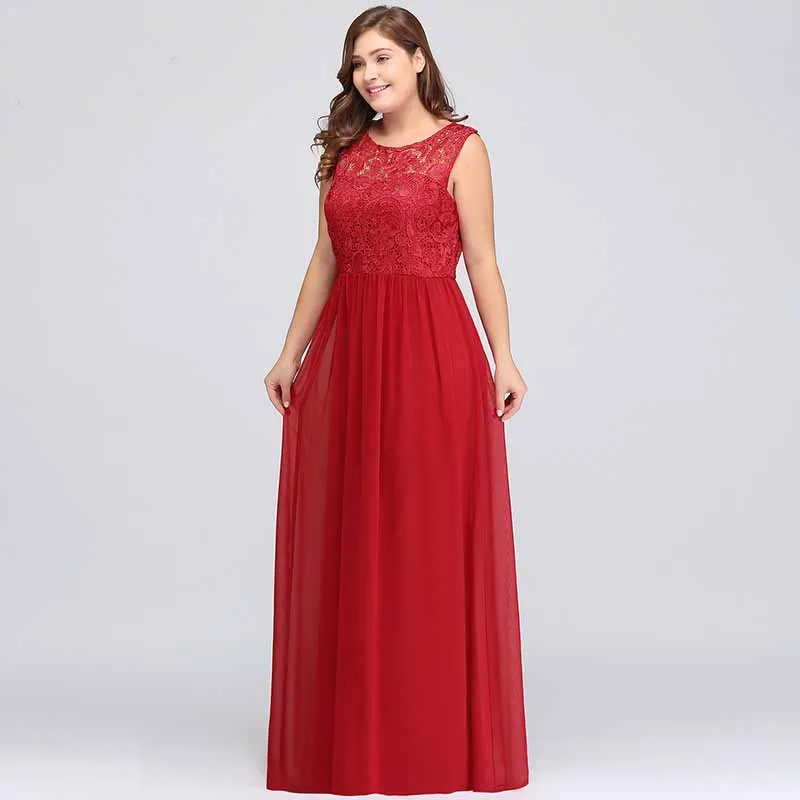 Women's Lace Chiffon Bridesmaid Dress Sleeveless Formal Wedding Party Dress
